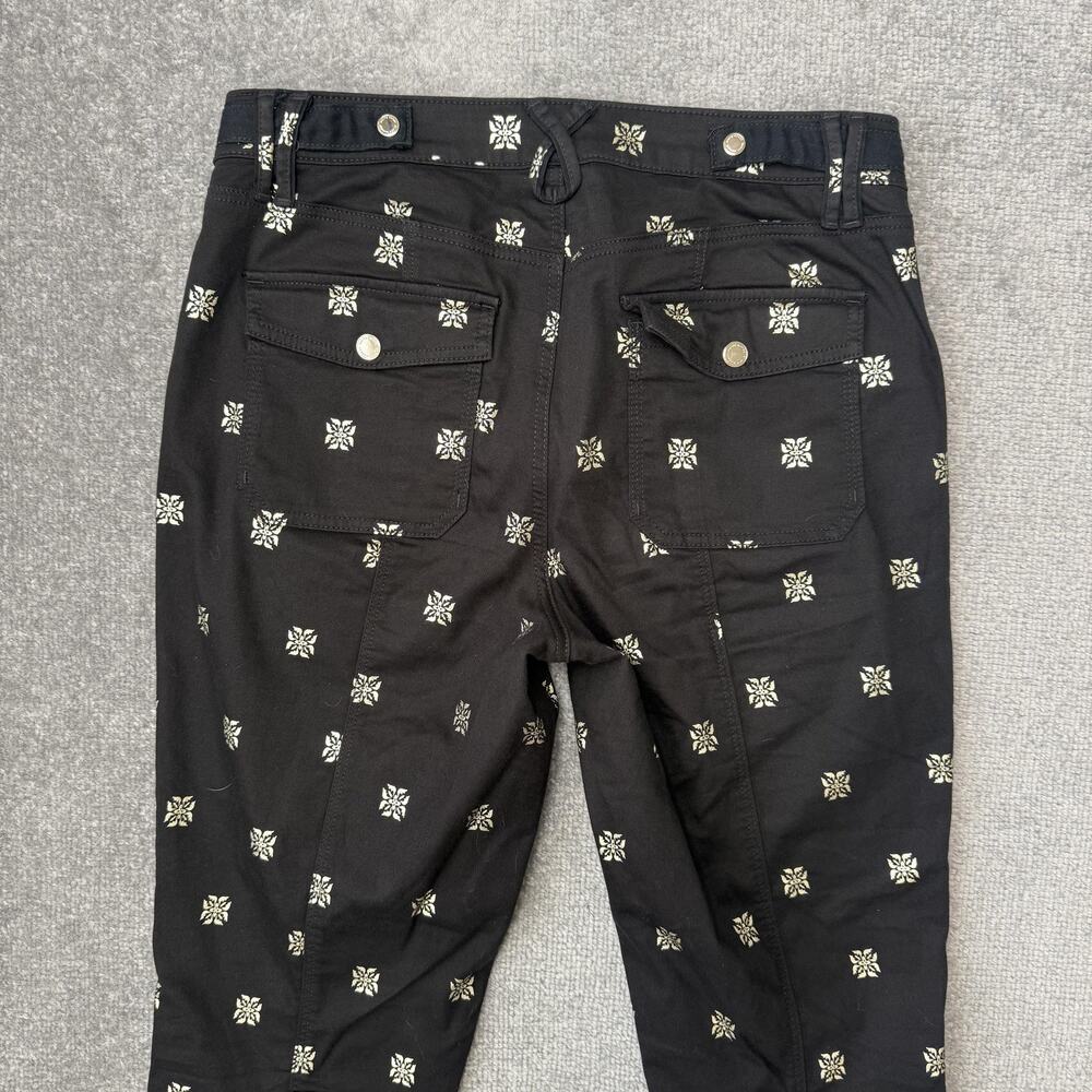 White House Black Market Pants Womens 8 Long Straight Crop Gold Metallic Print - Picture 11 of 12